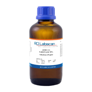 RCI Labscan Limited AH1081-G1L n-Heptane 99% bottle, anhydrous 50 ppm, 1 L amber glass bottle.
